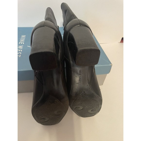Nine West Womens 8.5 M Ealene Black  Leather Heeled Boot - Picture 7 of 7